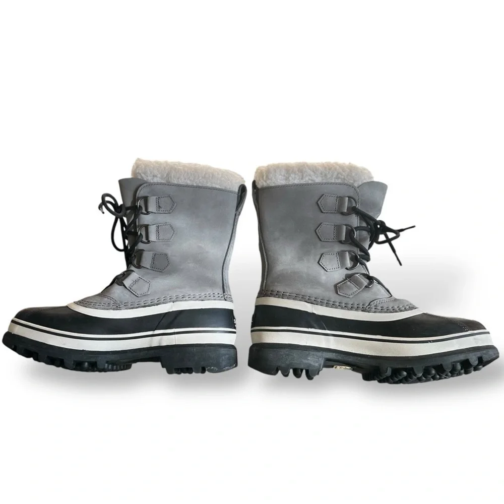 Sorel Caribou Waterproof Winter Boots Grey Stone Nubuck Snow Size 7 EU 38